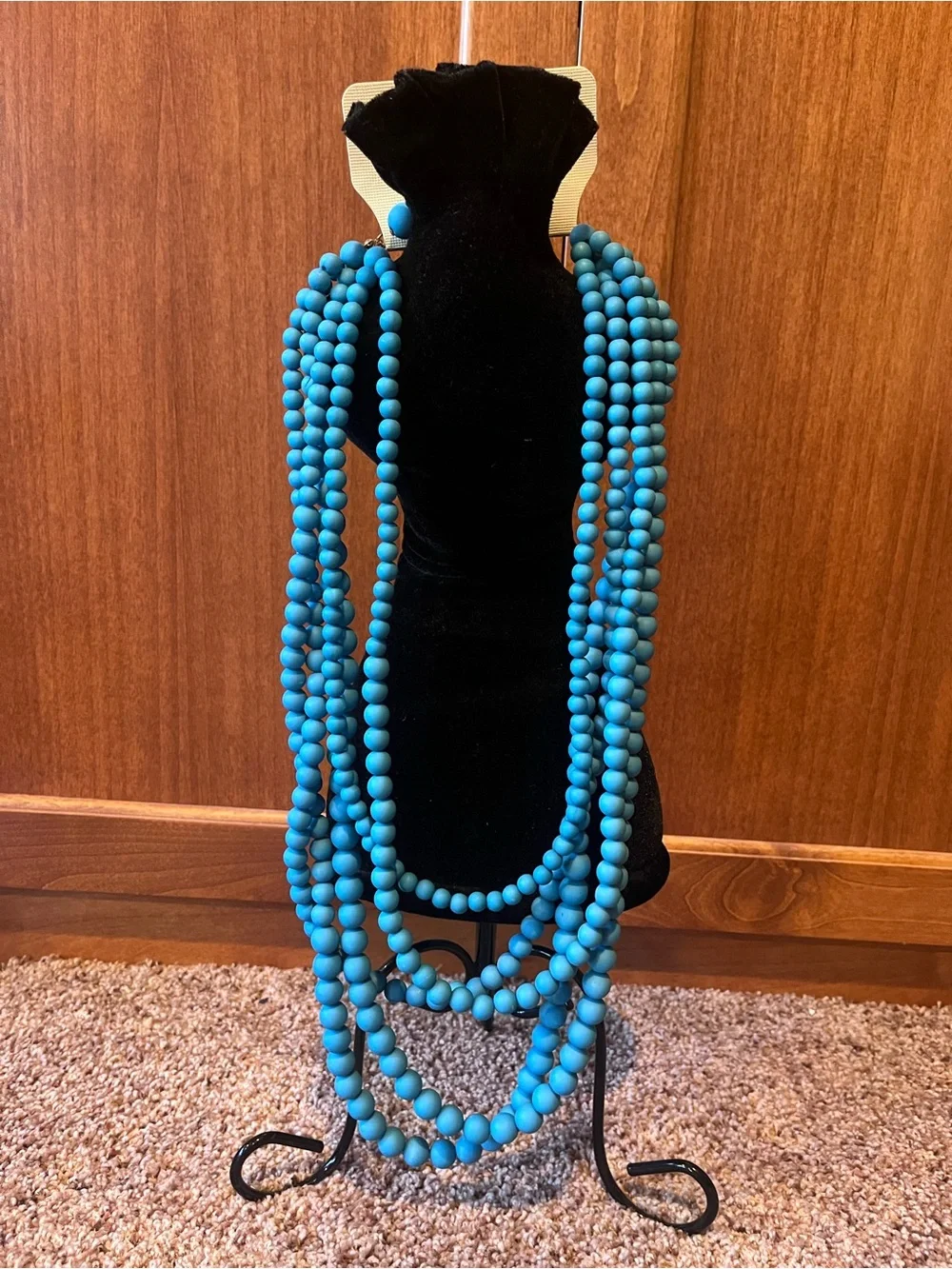 Layered‎ Turquoise Blue Beaded Necklace for Women